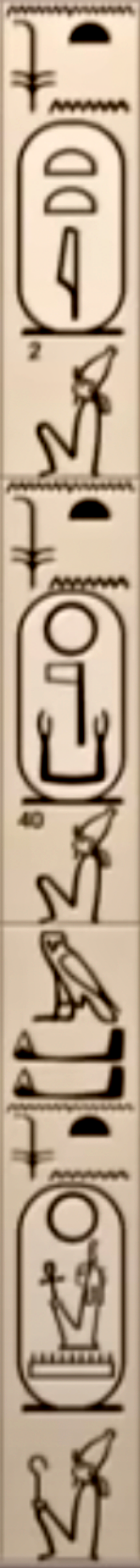 Abydos Kings List: Cartouches 2 and 40 spine