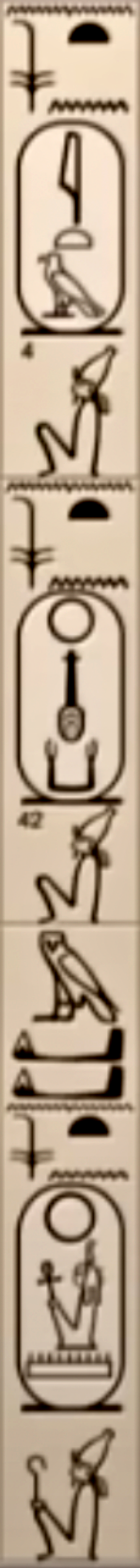 Abydos Kings List: Cartouches 4 and 42 spine