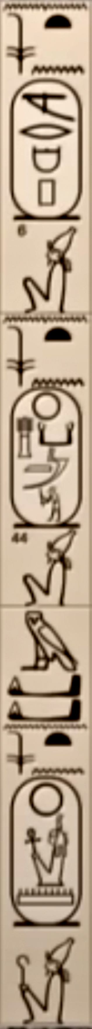 Abydos Kings List: Cartouches 6 and 44 spine