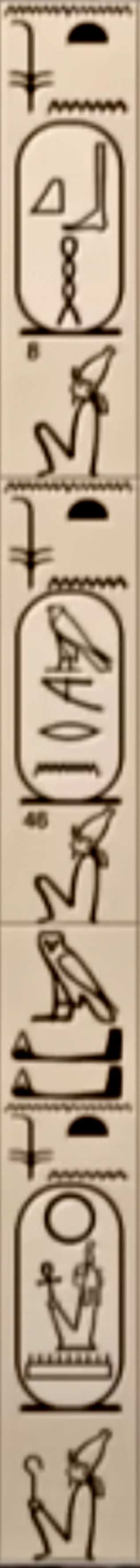 Abydos Kings List: Cartouches 8 and 46 spine