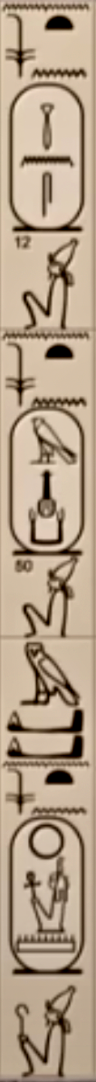 Abydos Kings List: Cartouches 12 and 50 spine
