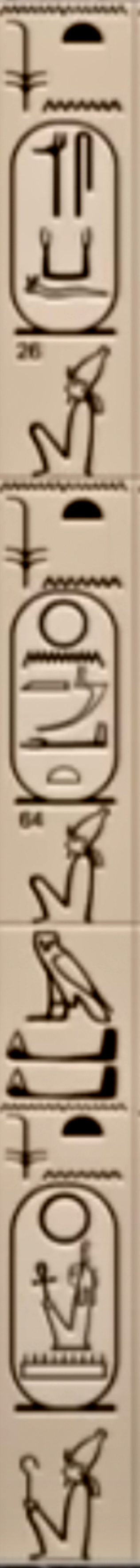 Abydos Kings List: Cartouches 26 and 64 spine