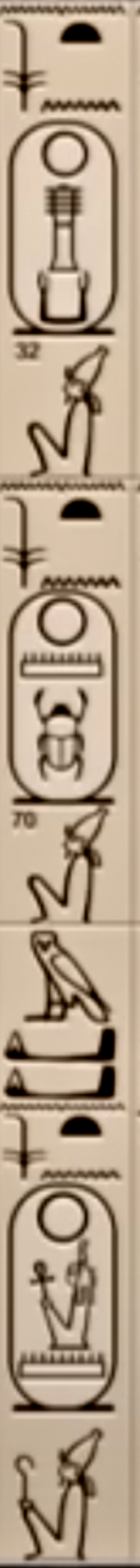 Abydos Kings List: Cartouches 32 and 70 spine