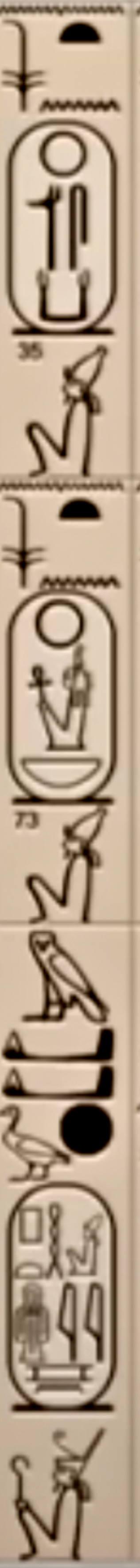 Abydos Kings List: Cartouches 35 and 73 spine