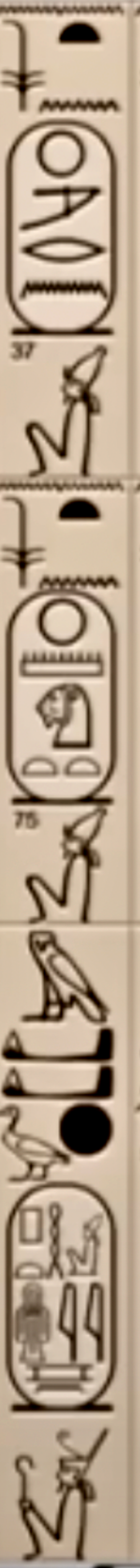 Abydos Kings List: Cartouches 37 and 75 spine